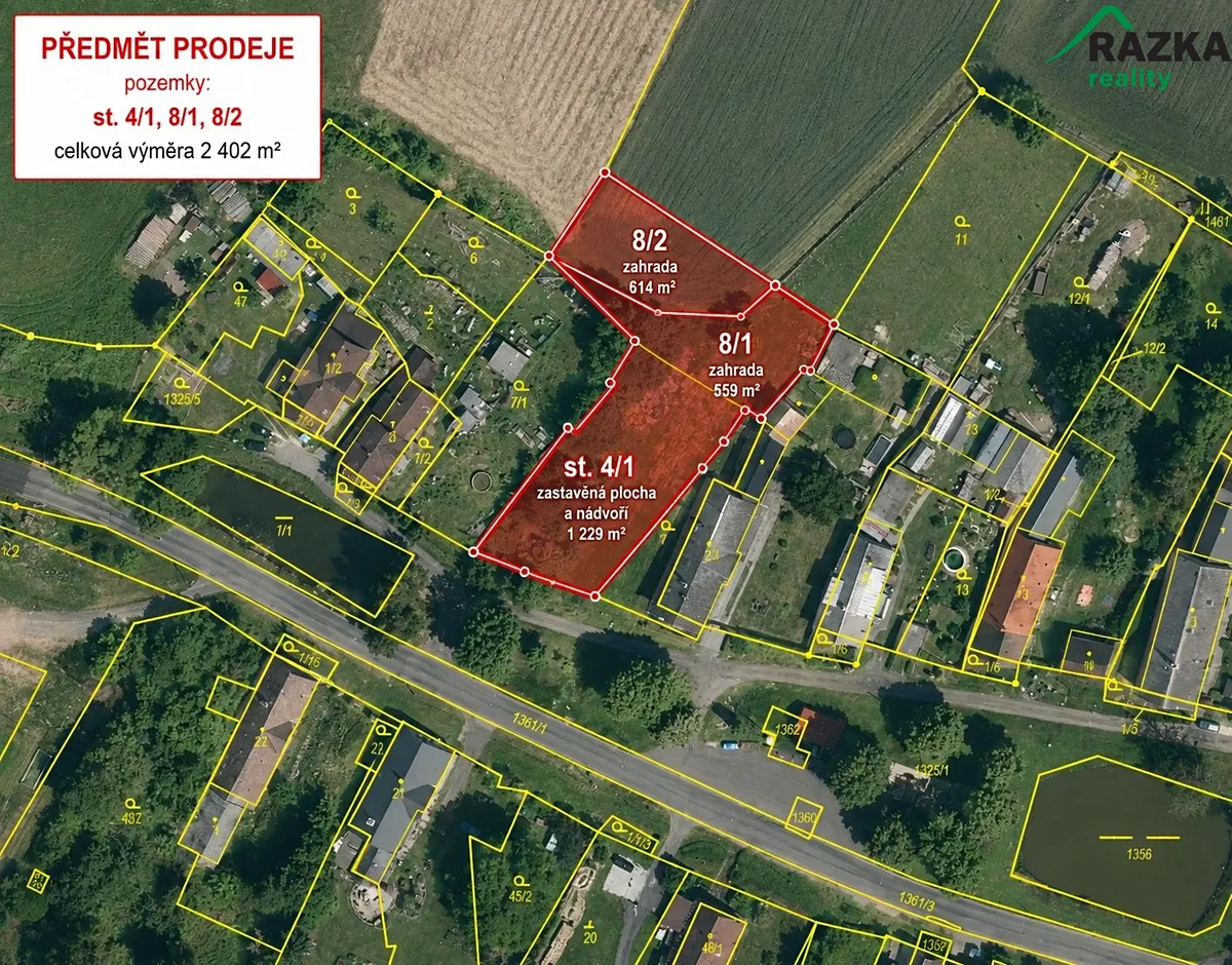 Prodej stavebního pozemku 2402 m²