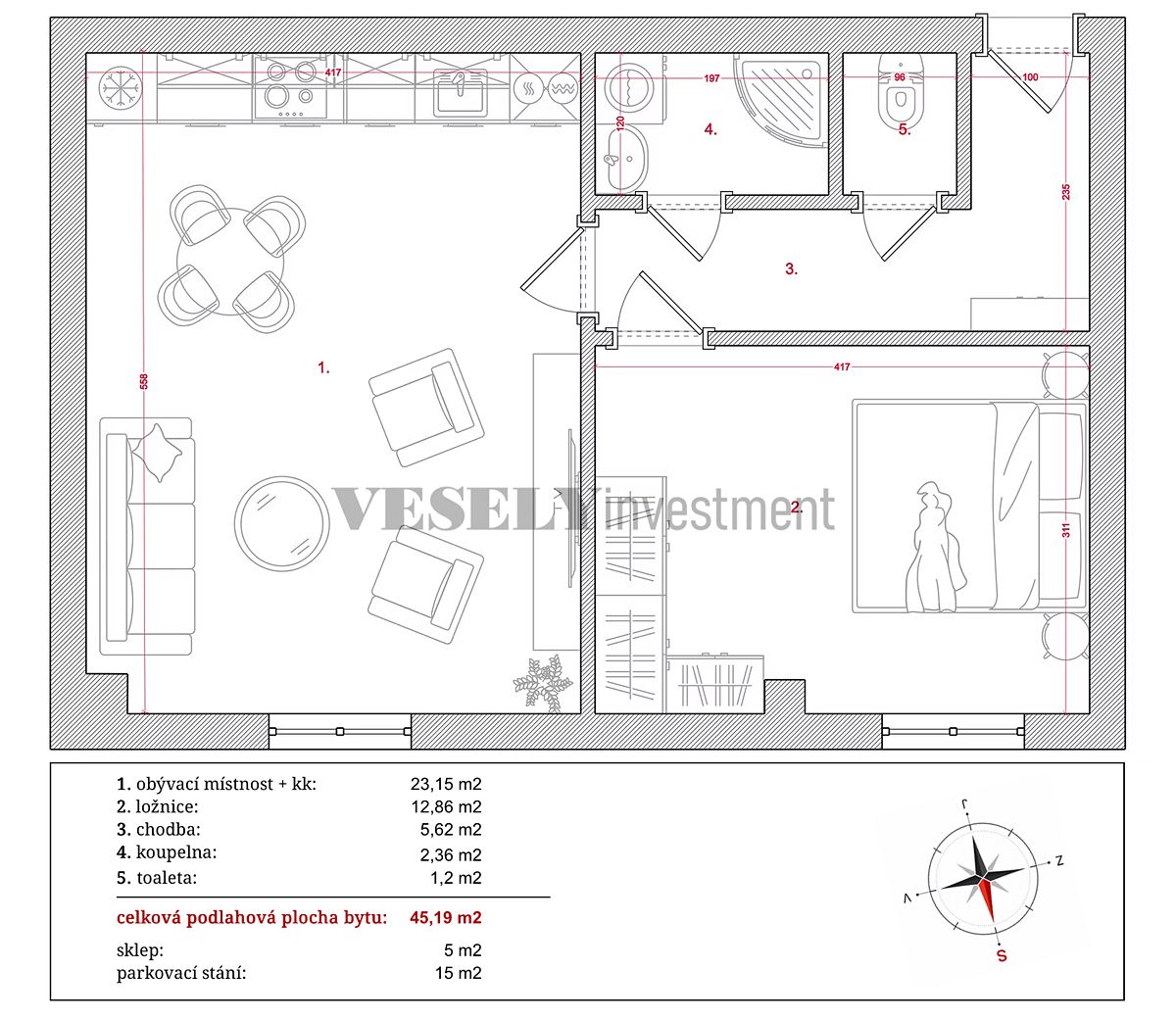 Prodej bytu 2+kk 45 m² – fotografie 2