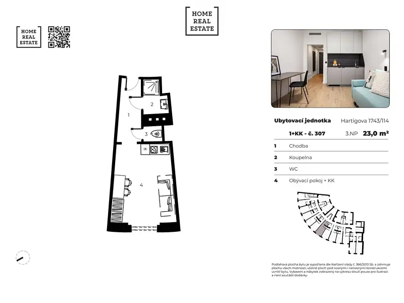 Prodej bytu 1+kk 23 m², Praha – náhled fotky 3