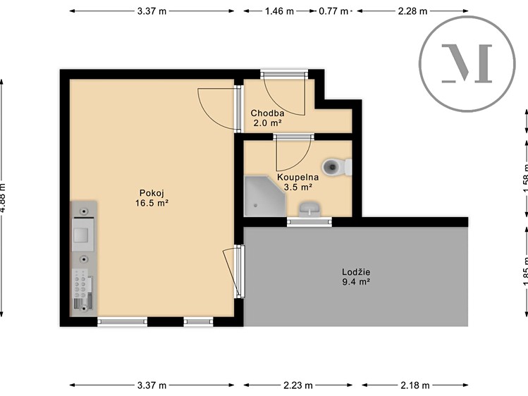 Wohnung 1+kk zum Kauf, 23 m² (10 von 10)