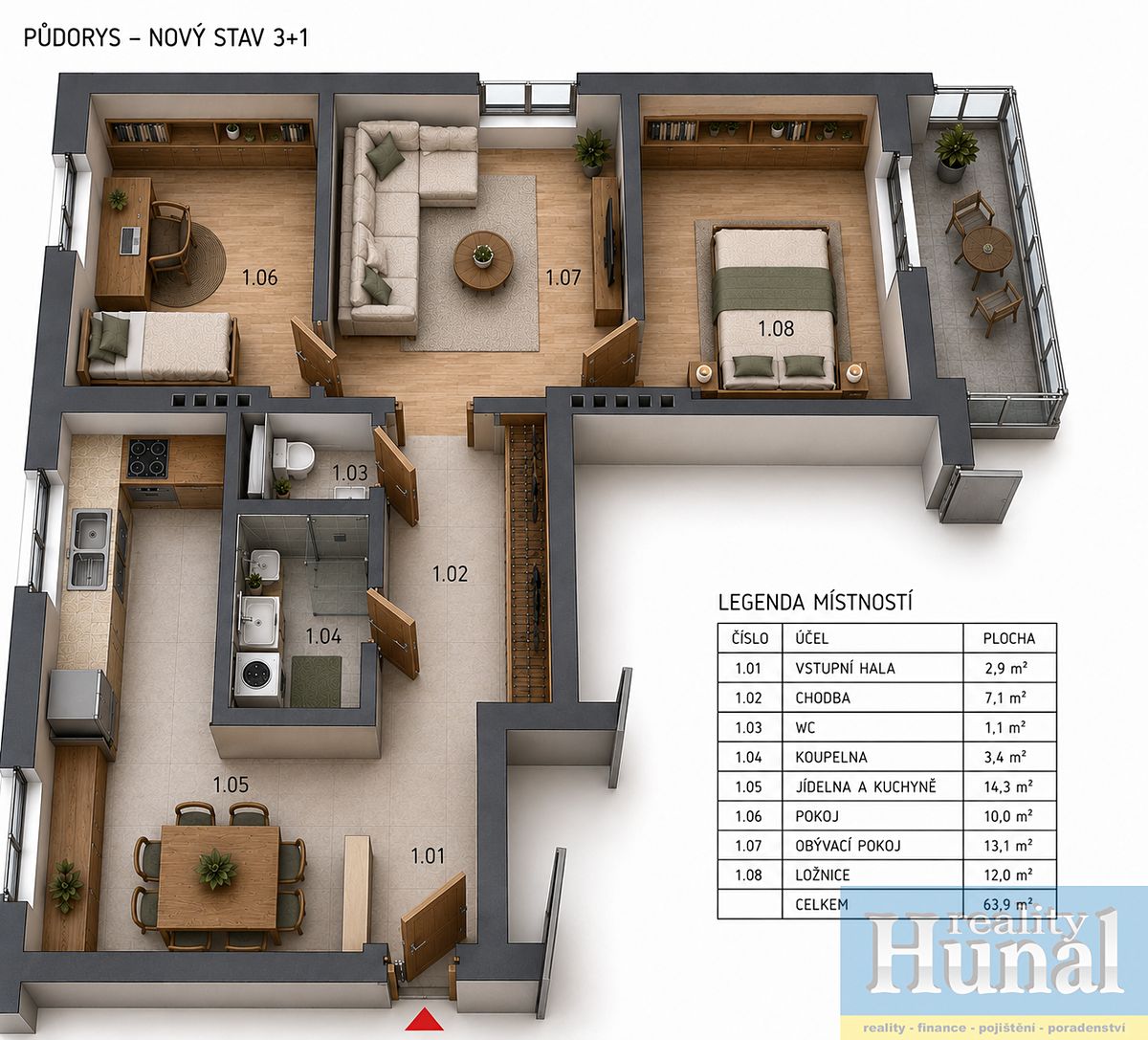 Prodej bytu 3+1 63 m² – fotografie 3