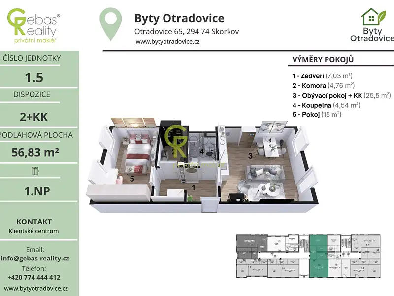 Prodej bytu 2+kk 57 m², Skorkov – náhled fotky 3