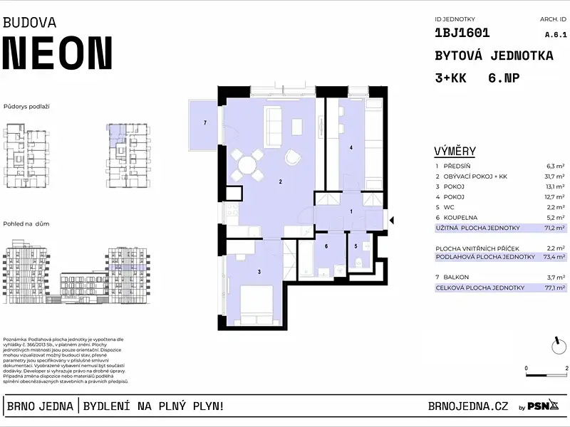 Prodej bytu 3+kk 71 m², Brno – náhled fotky 2