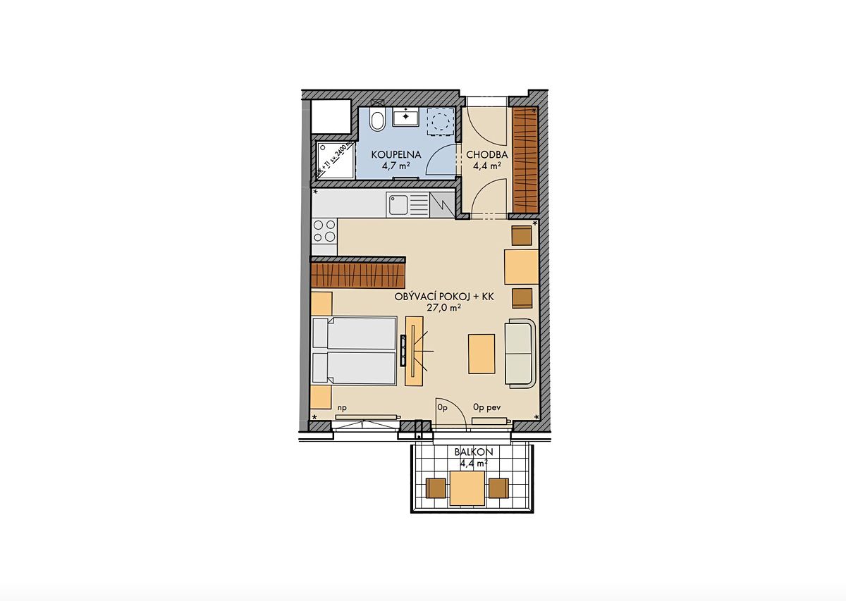 Prodej bytu 1+kk 37 m² – fotografie 2