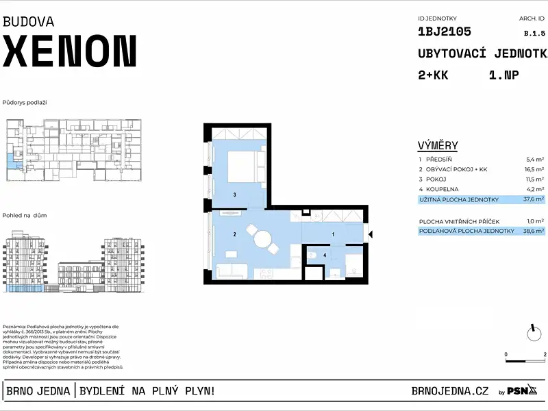 Prodej bytu 2+kk 38 m², Brno – náhled fotky 2