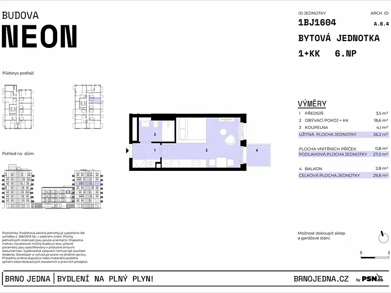 Prodej bytu 1+kk 26 m², Brno – náhled fotky 2