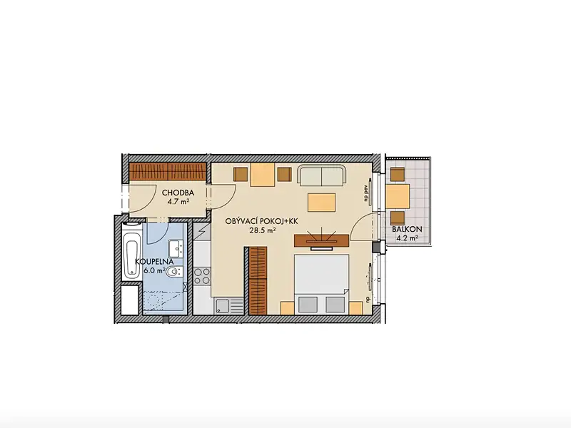 Prodej bytu 1+kk 40 m², Praha – náhled fotky 2