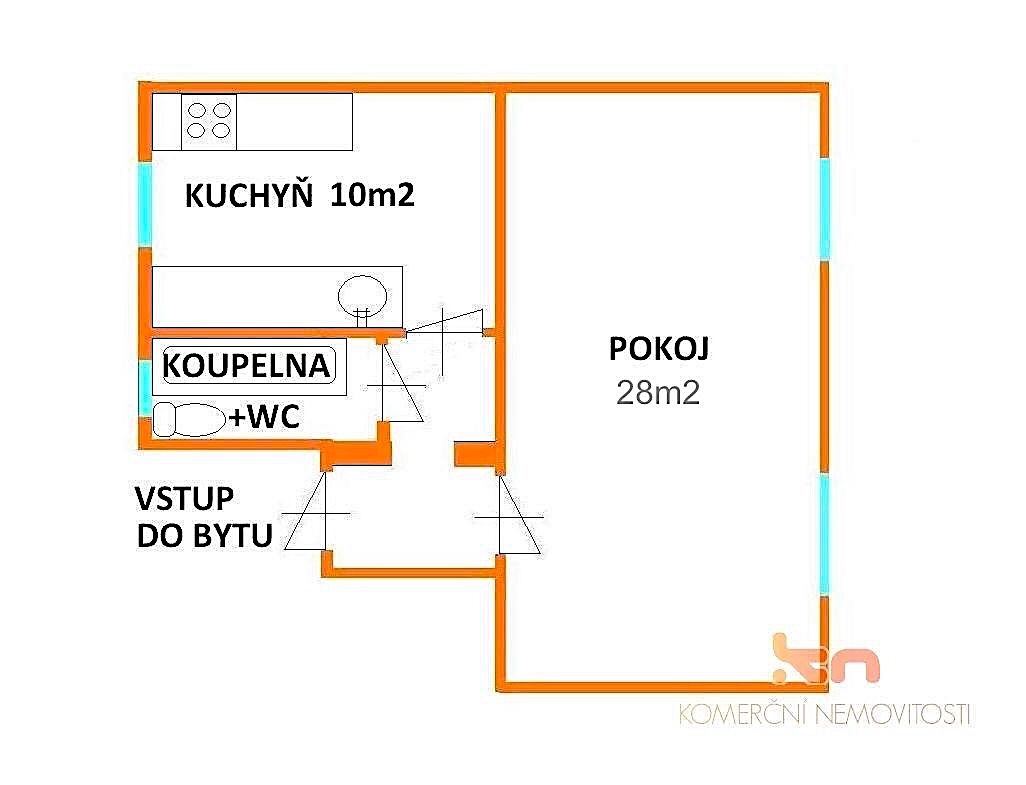 Pronájem bytu 1+1 45 m² – fotografie 3