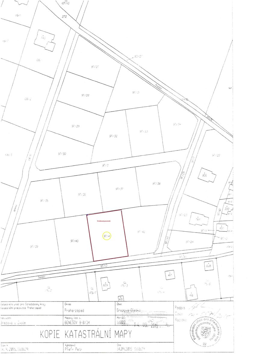 Prodej stavebního pozemku 1100 m² – fotografie 3