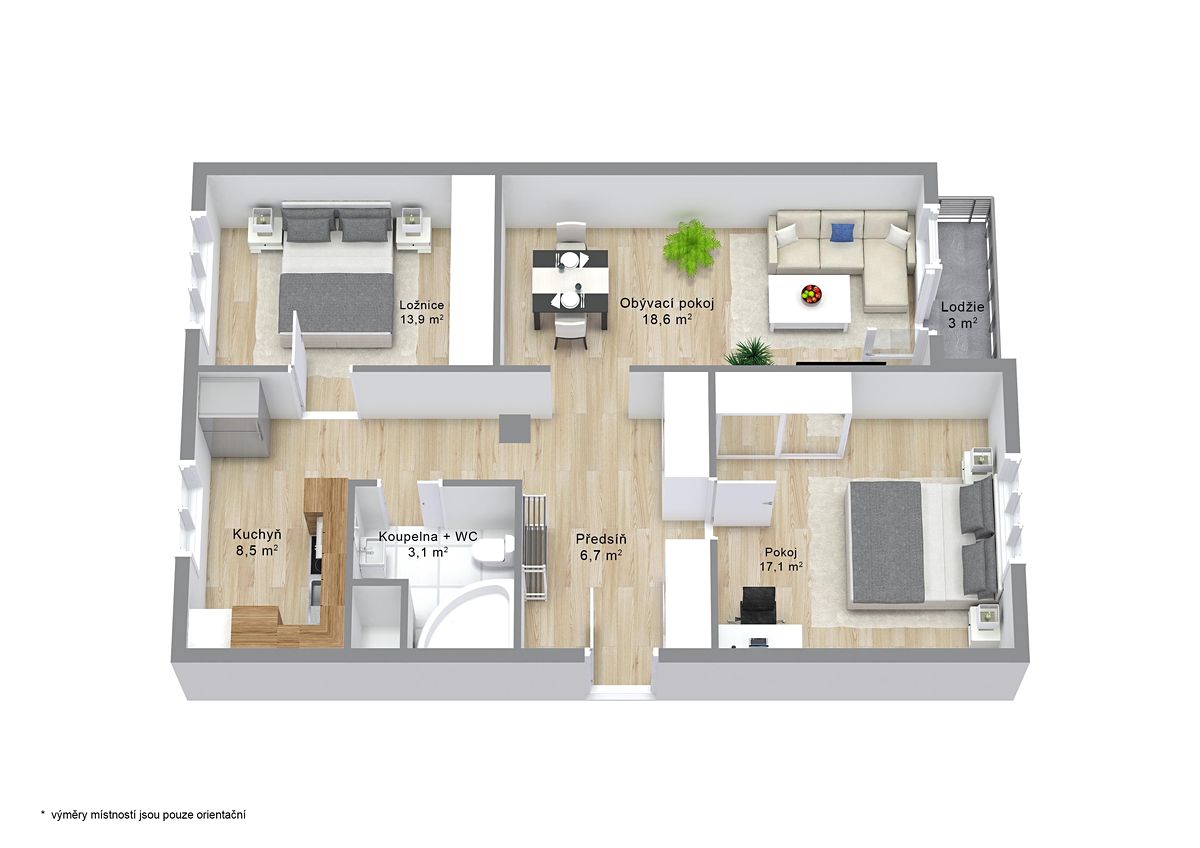 Pronájem bytu 3+1 72 m²