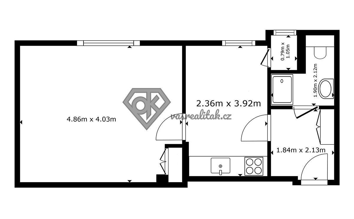 Pronájem bytu 1+1 38 m² – fotografie 2