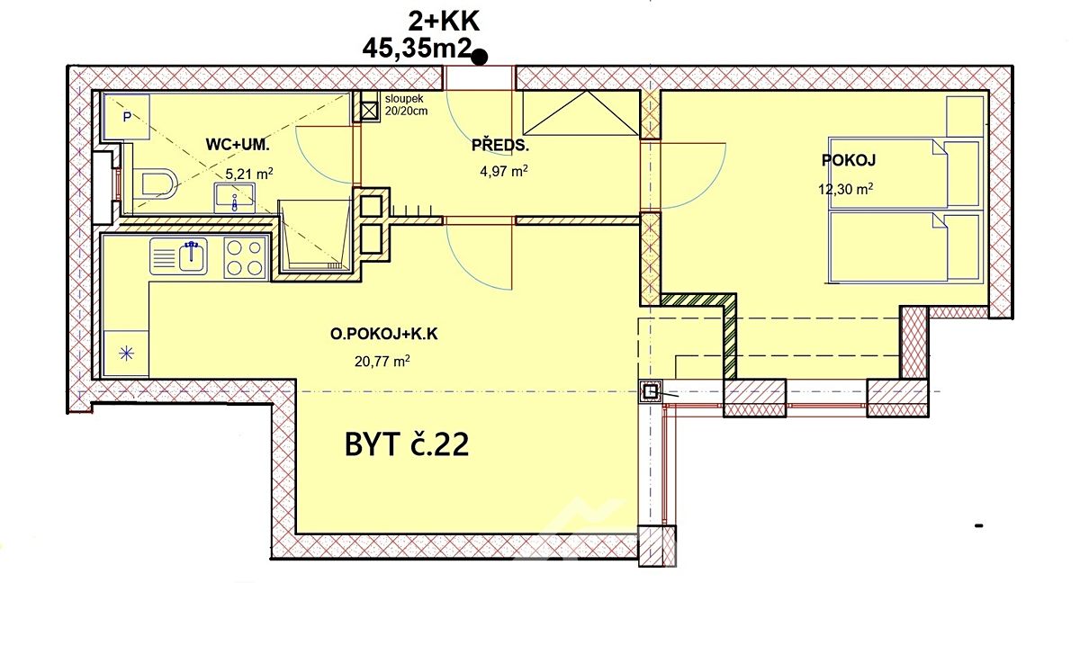 Prodej bytu 2+kk 45 m²