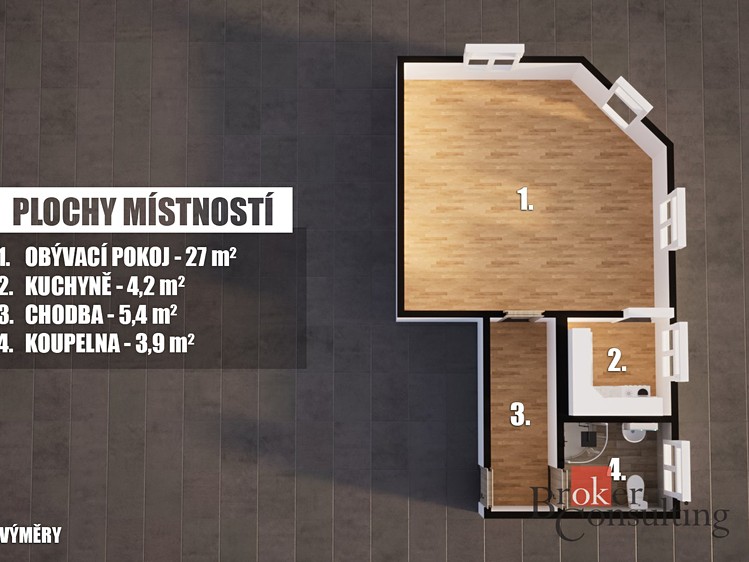 Квартира 1+kk в оренду, 42 м² (14 з 14)