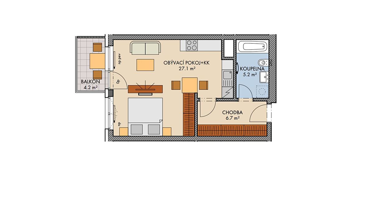Prodej bytu 1+kk 40 m² – fotografie 2
