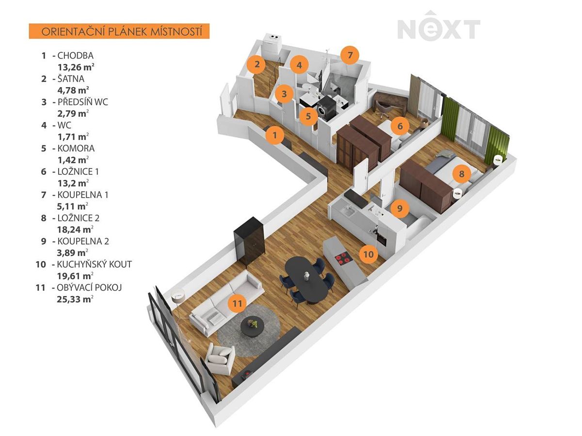 Pronájem bytu 3+kk 115 m² – fotografie 3