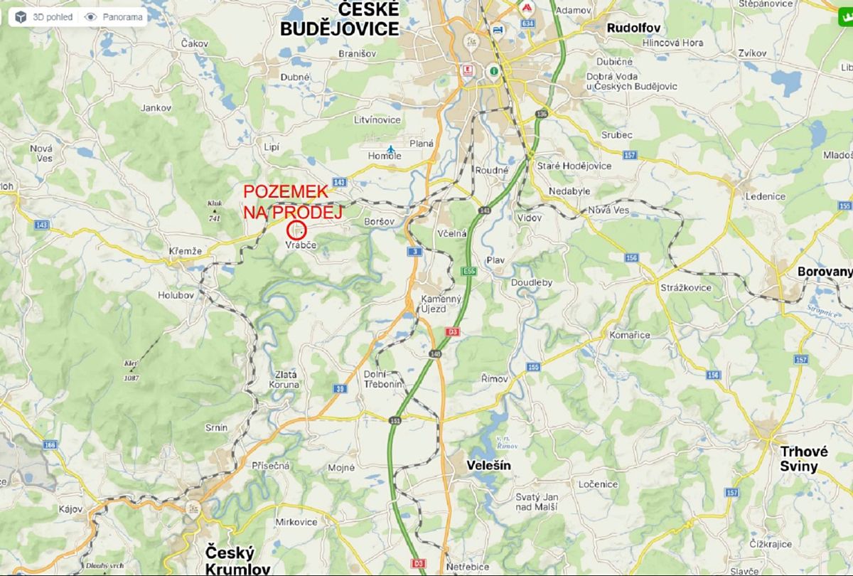 Prodej stavebního pozemku 1400 m², Vrábče – fotka 1 z 3