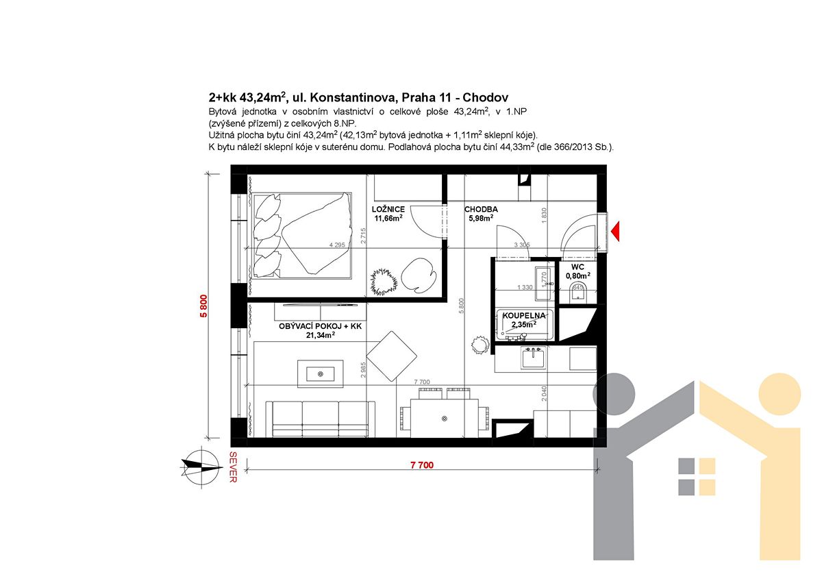 Prodej bytu 2+kk 42 m² – fotografie 2