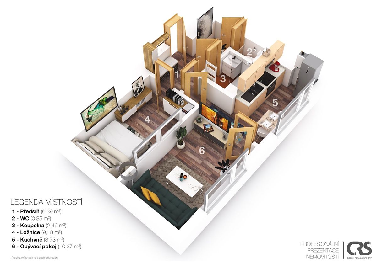 Pronájem bytu 2+1 39 m² – fotografie 3