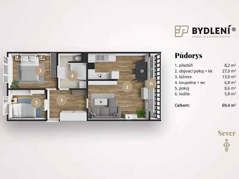 Prodej bytu 3+1 70 m², Teplice – náhled fotky 3