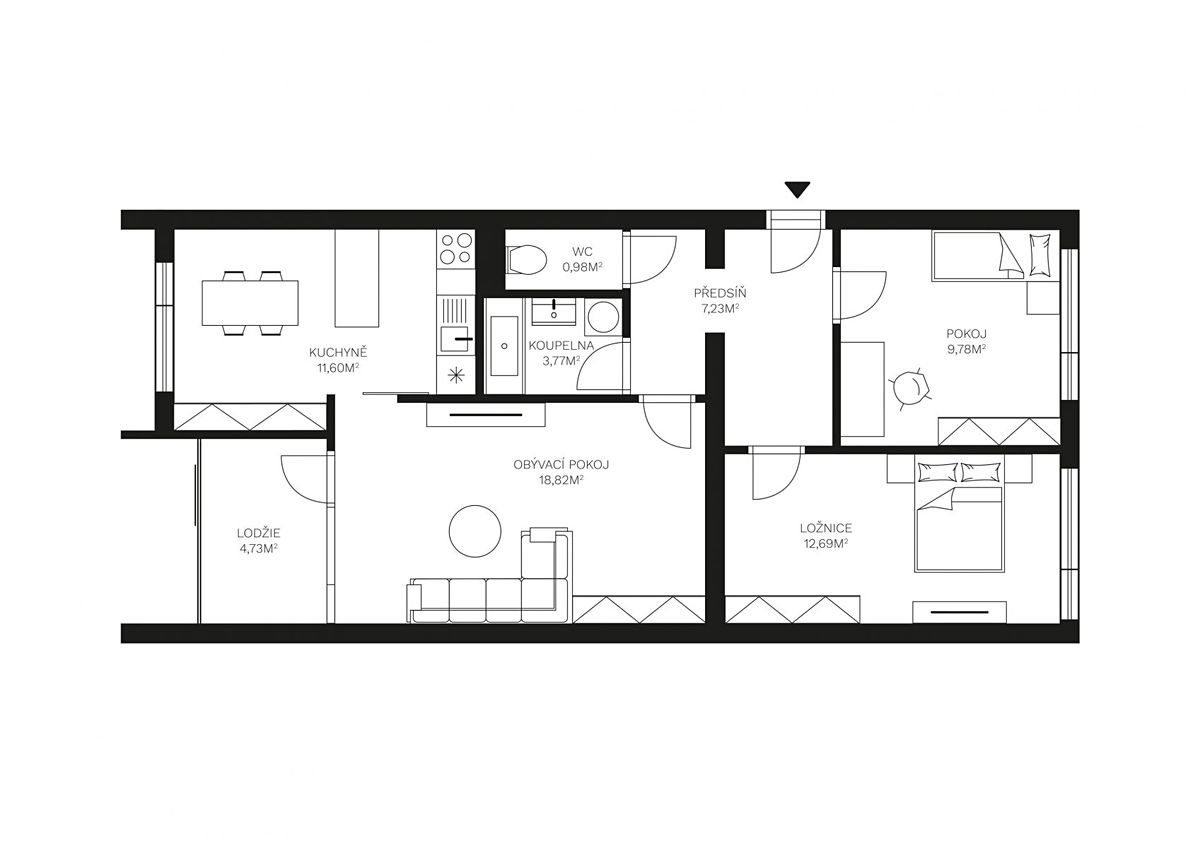 Prodej bytu 3+1 71 m²