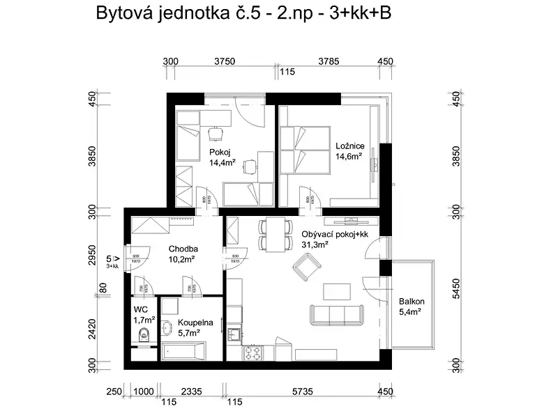 Prodej bytu 3+kk 78 m², Lanškroun – náhled fotky 2