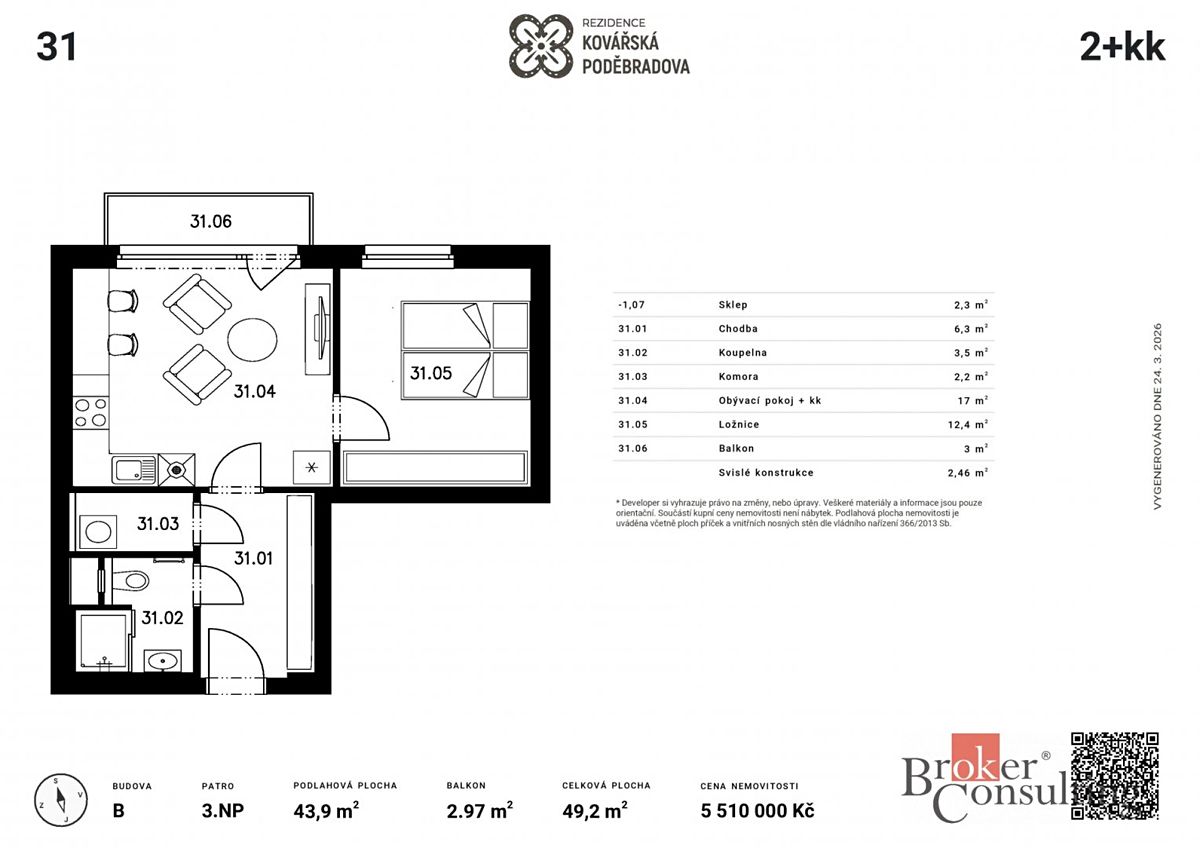 Prodej bytu 2+kk 49 m² – fotografie 3