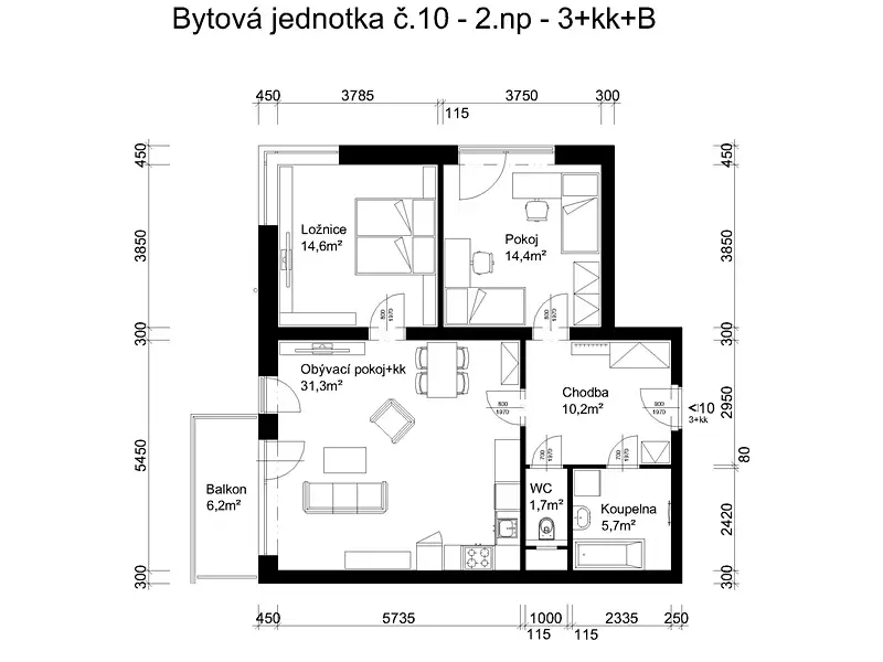 Prodej bytu 3+kk 78 m², Lanškroun – náhled fotky 2
