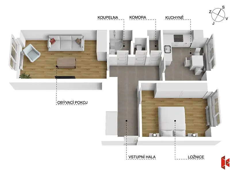 Prodej bytu 2+1 58 m², Praha – náhled fotky 3