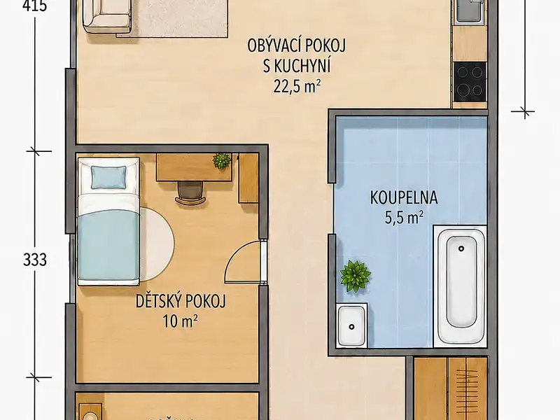 Prodej bytu 3+kk 60 m², Břežany II – náhled fotky 3