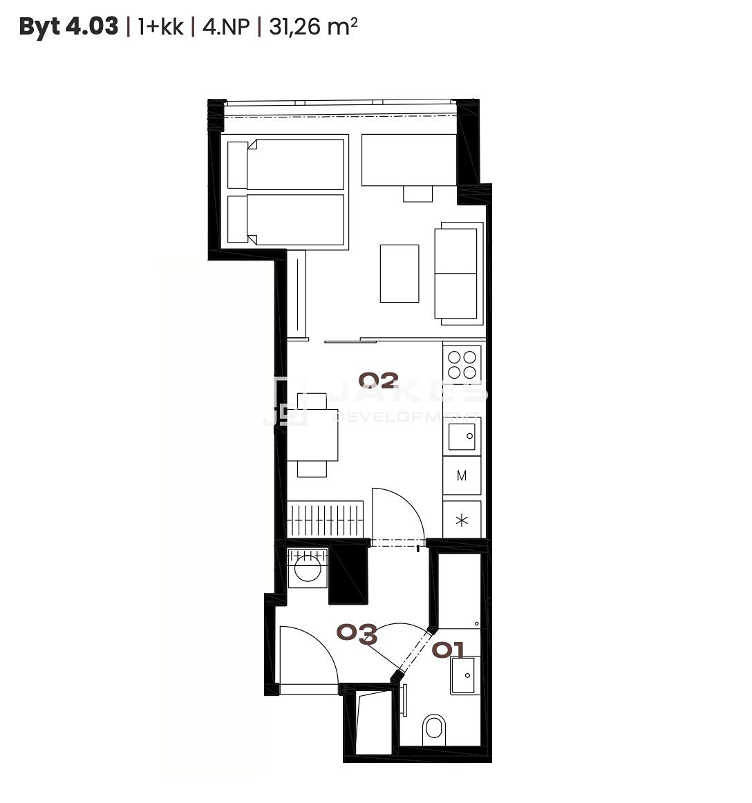Prodej bytu 1+kk 31 m² – fotografie 3