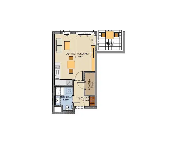 Prodej bytu 1+kk 34 m², Praha – náhled fotky 3