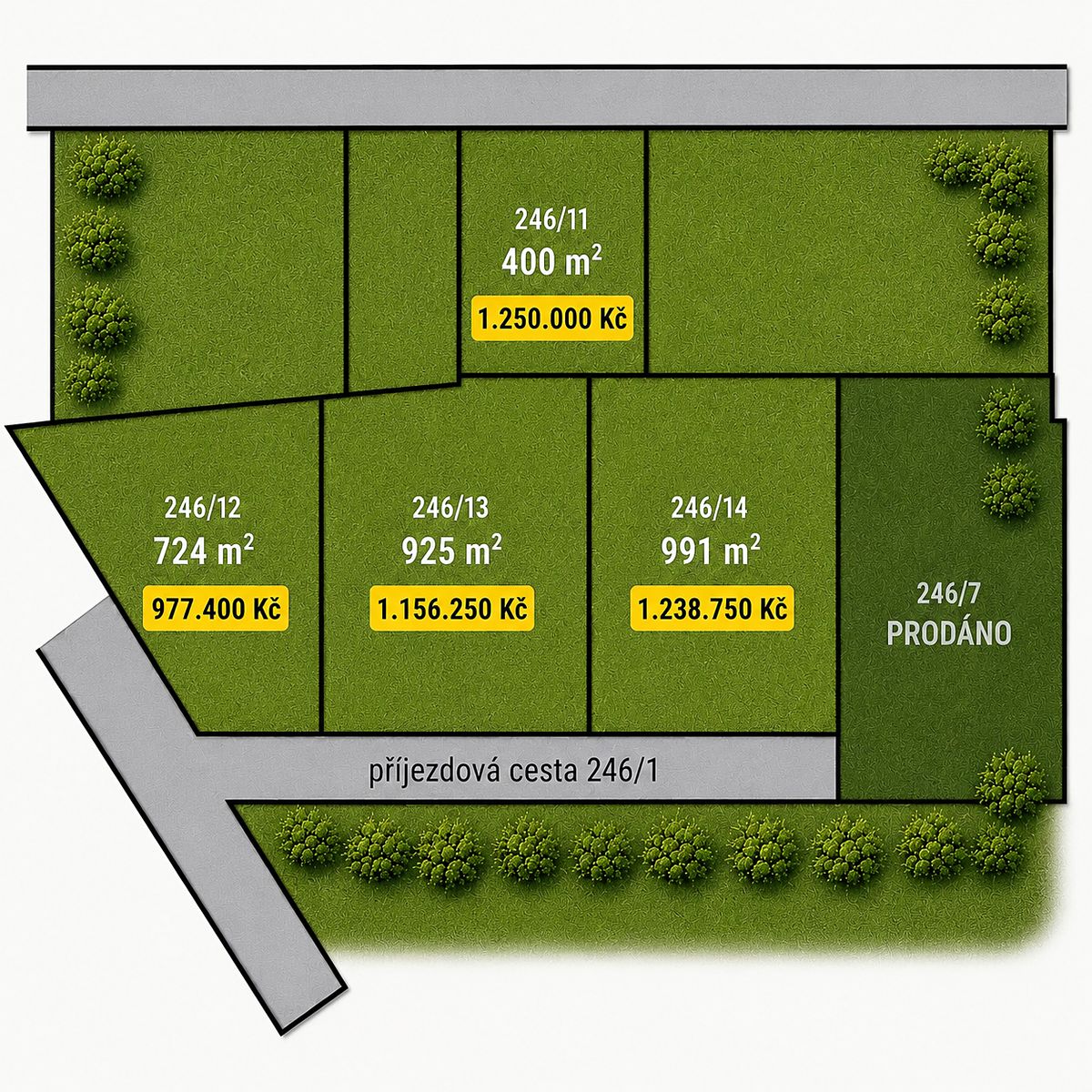 Prodej stavebního pozemku 925 m²