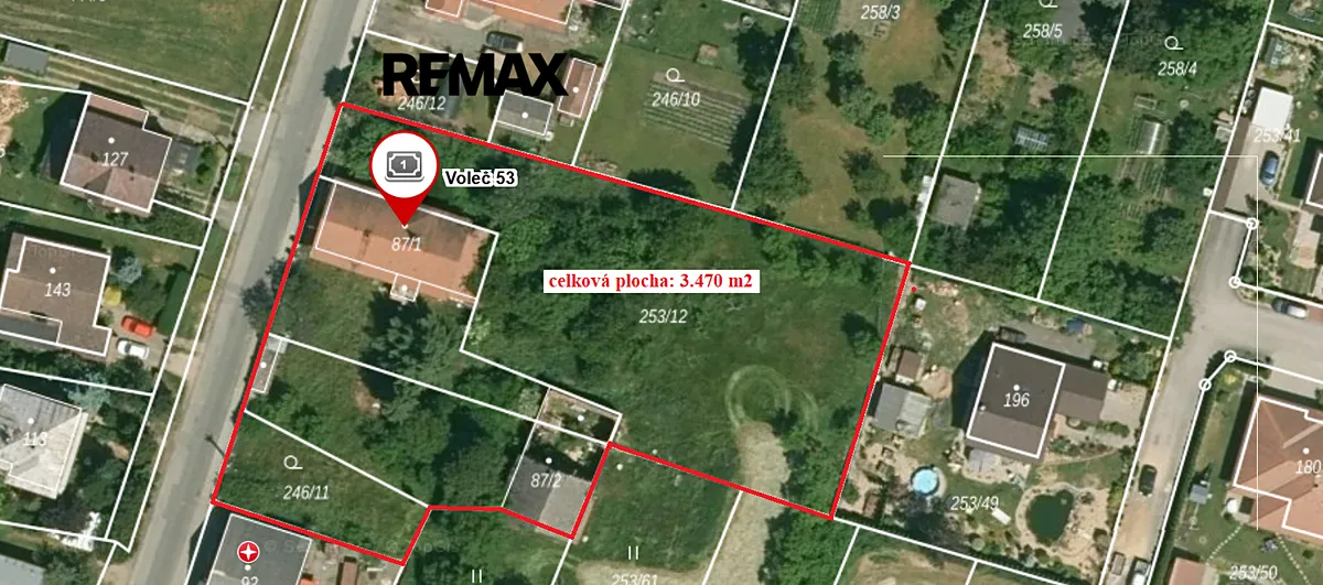 Prodej stavebního pozemku 3470 m²