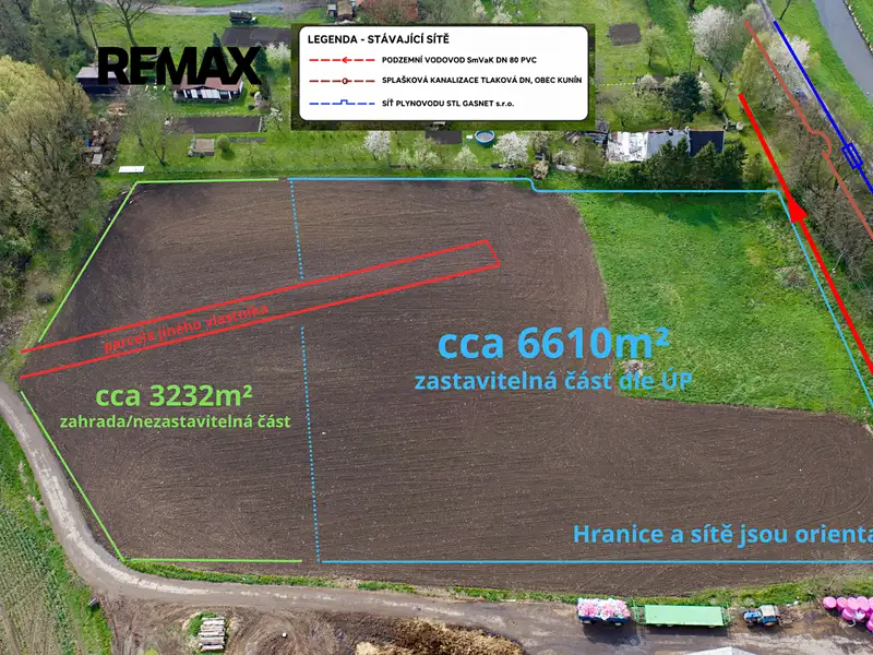 Prodej stavebního pozemku 3200 m², Kunín – náhled fotky 3