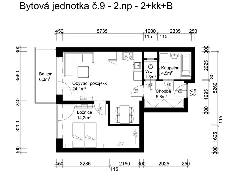Prodej bytu 2+kk 50 m², Lanškroun – náhled fotky 2