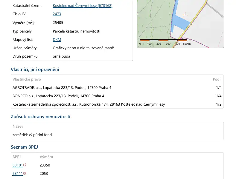 Prodej pole 25405 m², Kostelec nad Černými lesy – náhled fotky 2