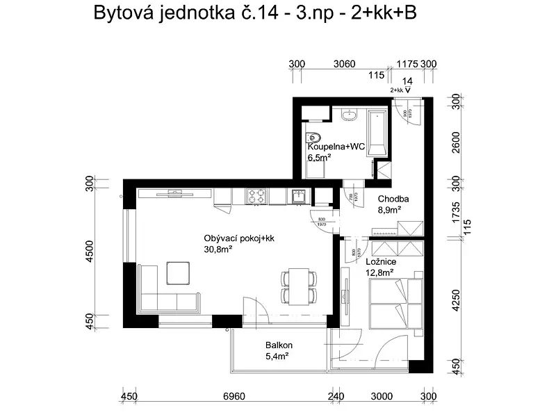 Prodej bytu 2+kk 59 m², Lanškroun – náhled fotky 2