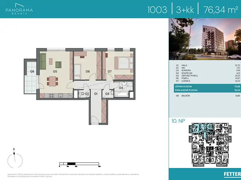 Prodej bytu 3+kk 73 m², Praha – náhled fotky 2