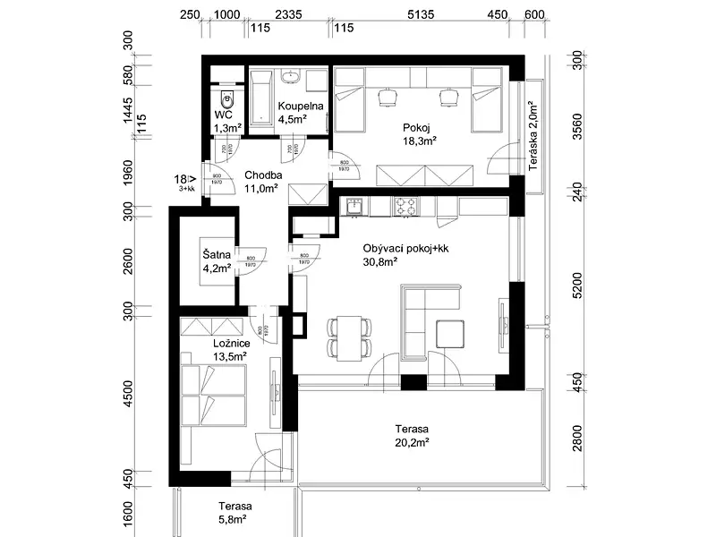 Prodej bytu 3+kk 84 m², Lanškroun – náhled fotky 2