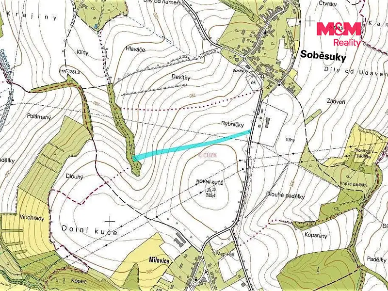 Prodej pole 1371 m², Soběsuky – náhled fotky 2