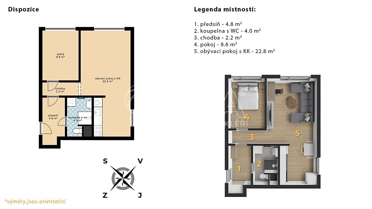 Pronájem bytu 2+kk 43 m² – fotografie 5