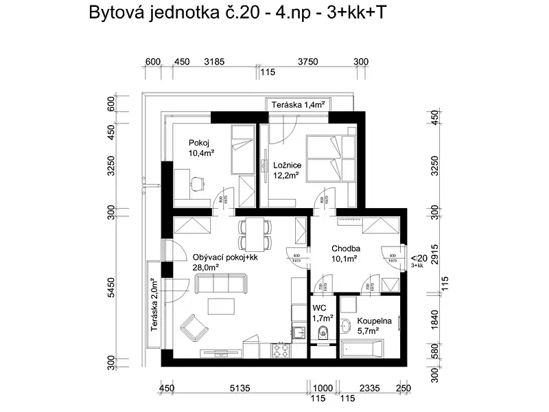Prodej bytu 3+kk 68 m², Lanškroun – náhled fotky 3