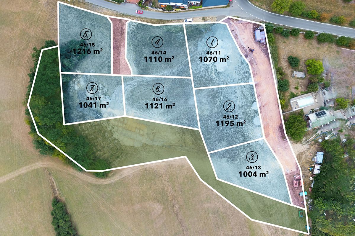 Prodej stavebního pozemku 1195 m², Jílové u Prahy – fotka 1 z 3