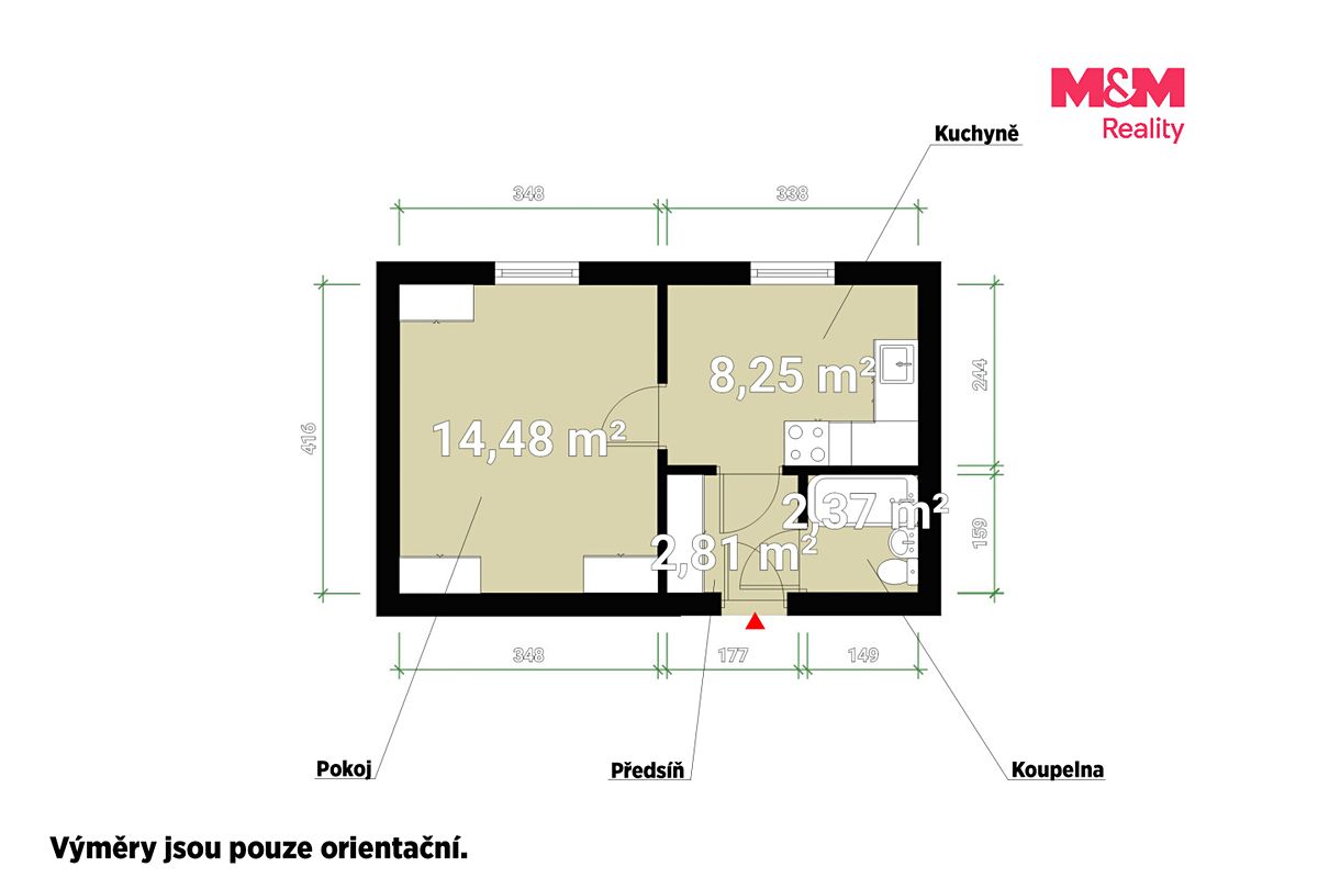 Pronájem bytu 1+1 28 m² – fotografie 2