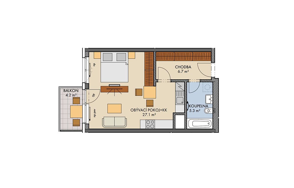 Prodej bytu 1+kk 40 m² – fotografie 2