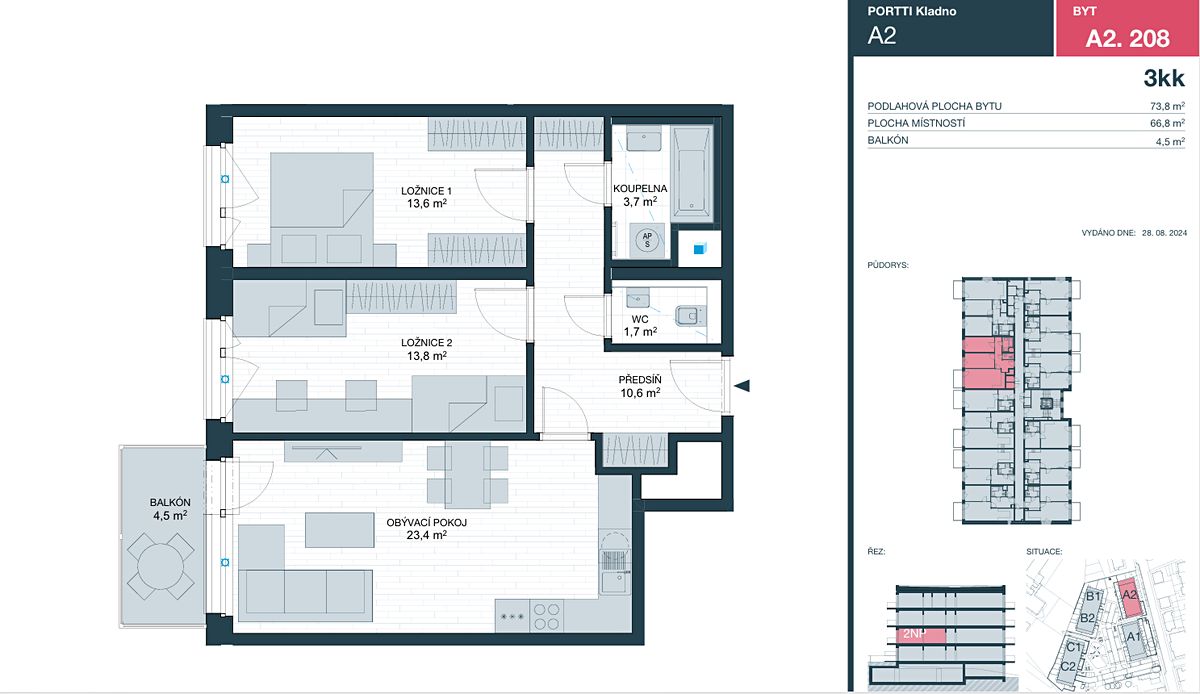 Pronájem bytu 3+kk 74 m² – fotografie 5