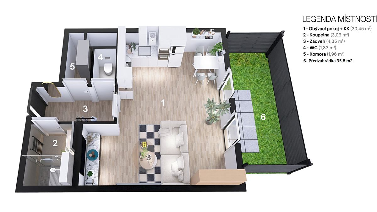 Pronájem bytu 1+kk 41 m² – fotografie 3