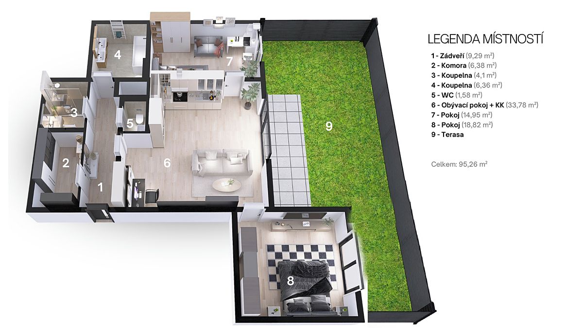 Pronájem bytu 3+kk 95 m² – fotografie 3