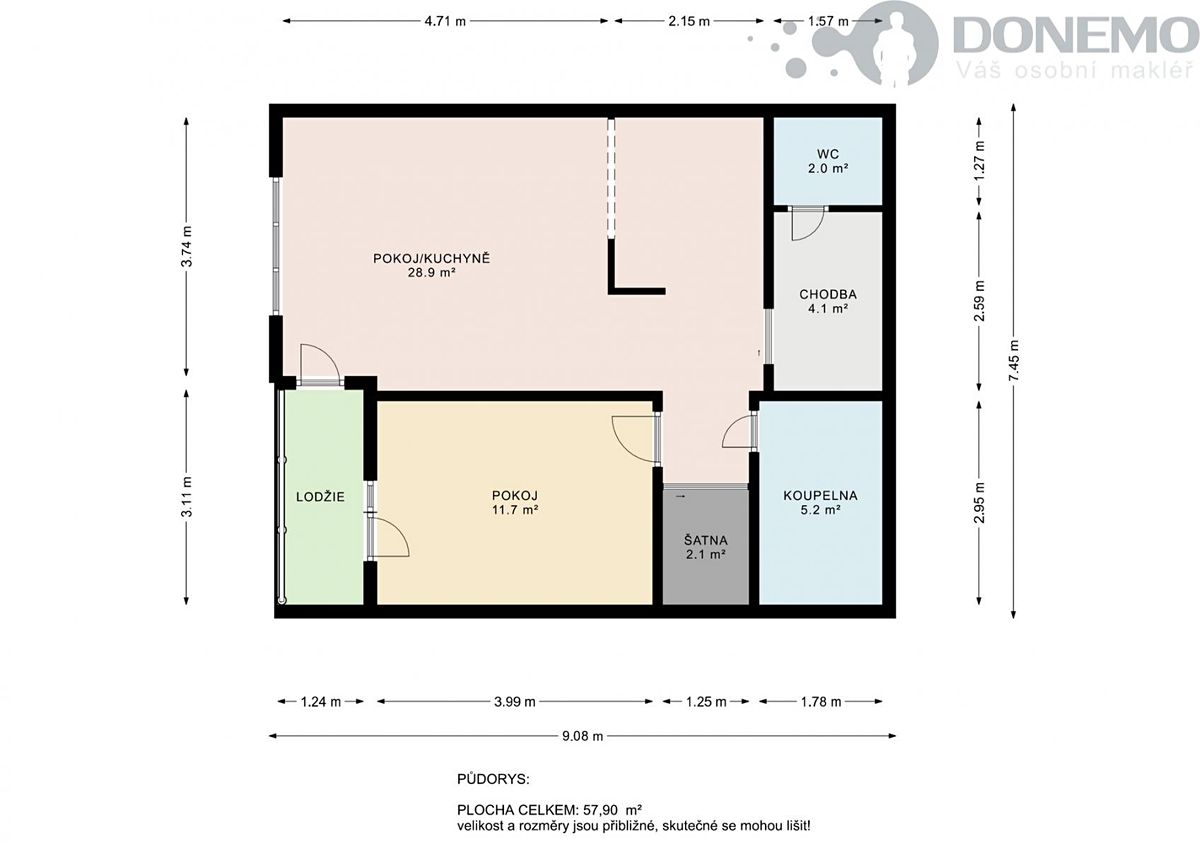 Pronájem bytu 2+kk 57 m² – fotografie 3