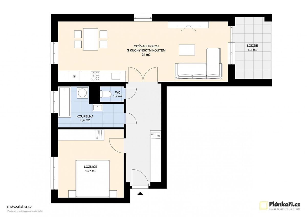 Pronájem bytu 2+kk 72 m² – fotografie 2